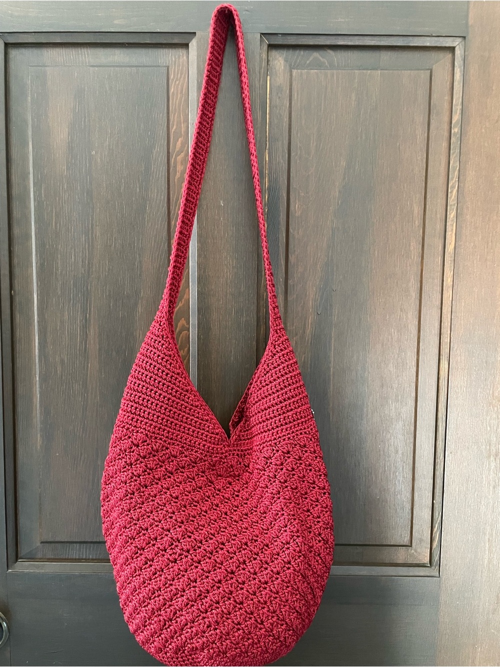The Sak Crochet Shoulder Bag in Wine Red